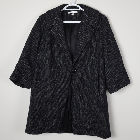 CAbi Jackets & Blazers - Cabi Tweed Single Button Wool Blend Pea Coat XS